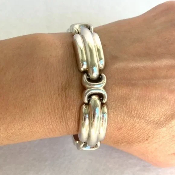 VTG Sterling Silver 925 Signed Bayanihan Modernist Panel Link Bracelet 7.25" 34g - Picture 3 of 16